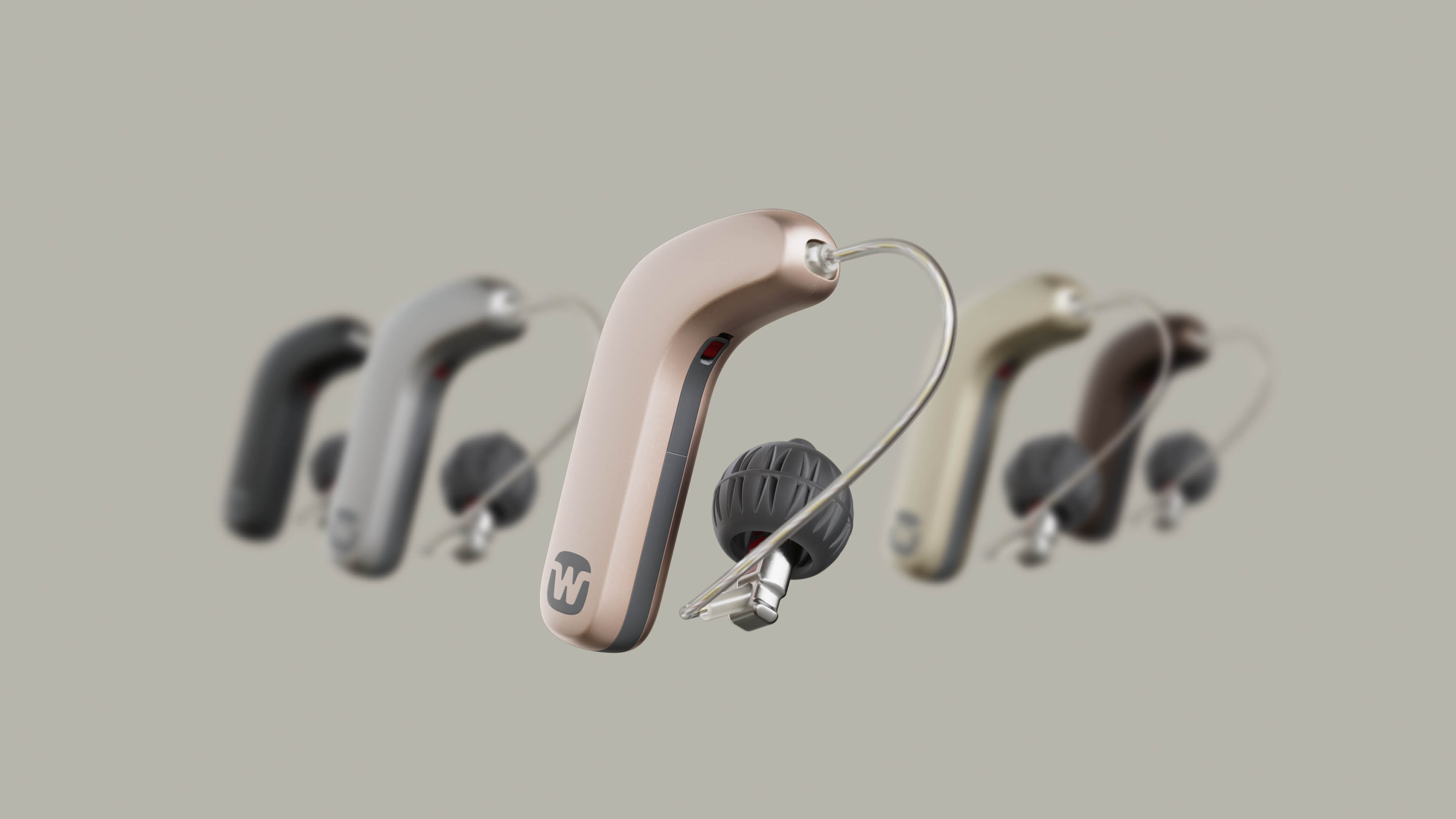 Hörsysteme Widex SmartRIC in fünf verschiedenen Farben nebeneinander