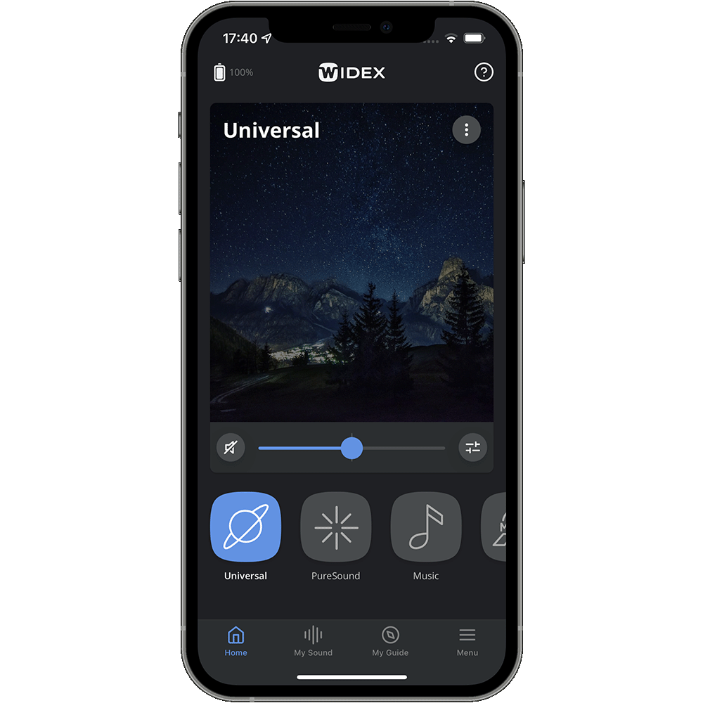 Widex Moment app screenshot - remote control