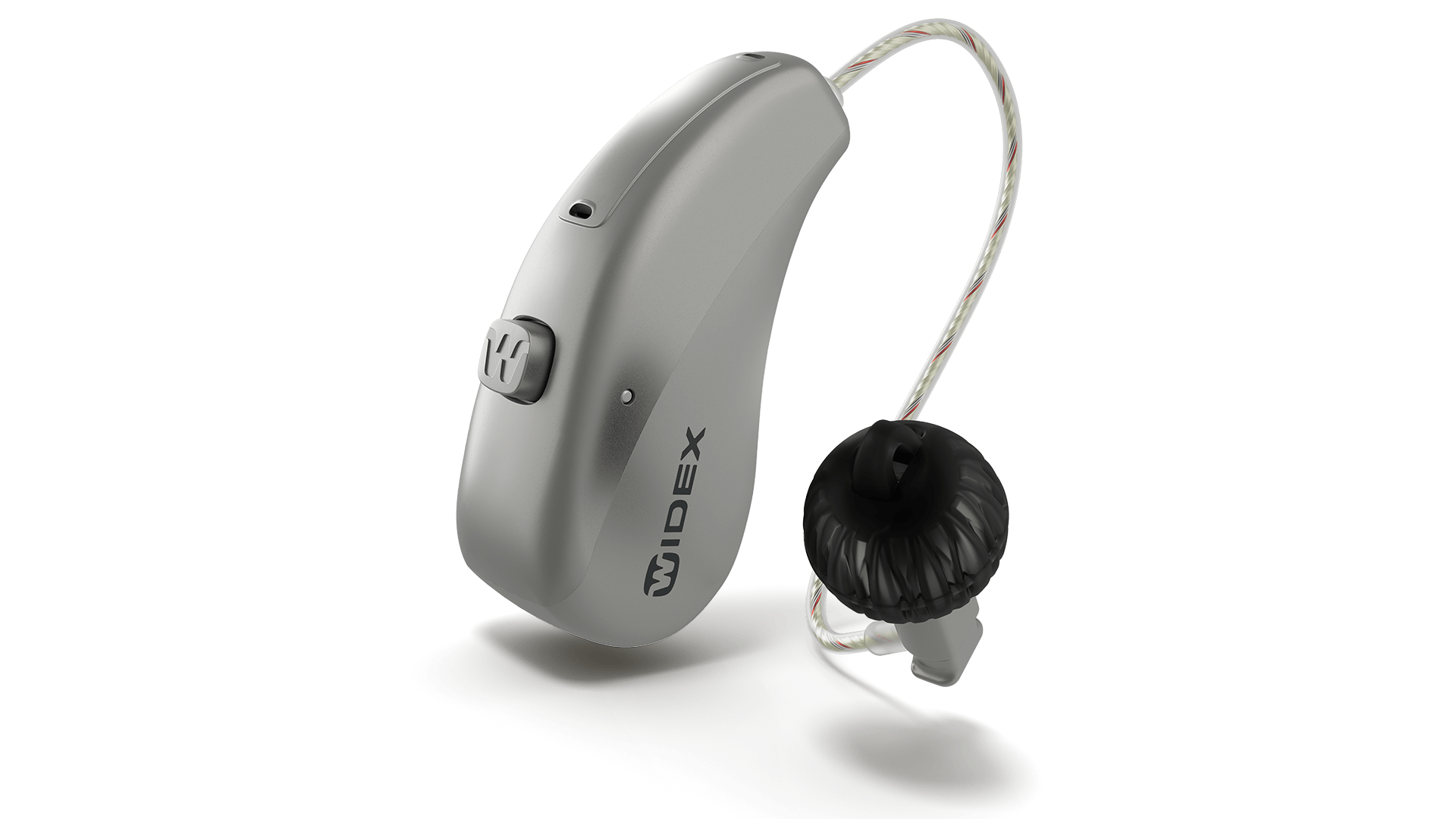 Widex Moment Sheer sRIC R D hearing aid in Silver Grey